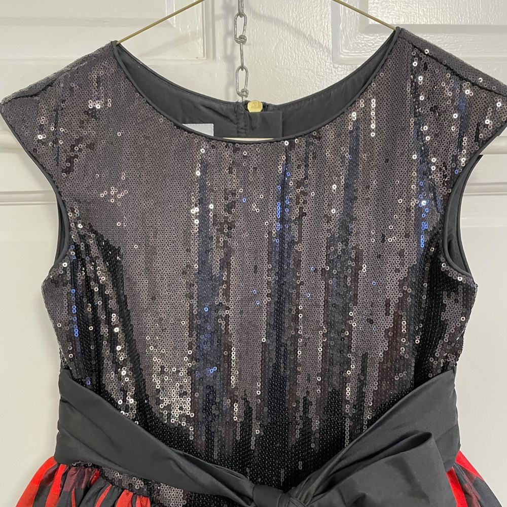 Pepper & Julie black Sequined plaid Dress Sz 10 - Picture 3 of 6
